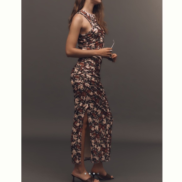 Anthropologie Sleeveless Cutout Slim Column Midi Dress Black Floral NEW Small - Picture 3 of 16